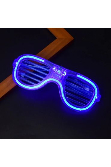 Mavi Led Işıklı Parti Gözlüğü - Neon Glow Şerit Gözlük 3 Modlu