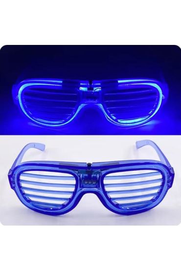 Mavi Led Işıklı Parti Gözlüğü - Neon Glow Şerit Gözlük 3 Modlu
