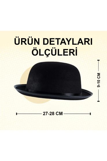 Charlie Chaplin Stil Çocuk Şapkası – Siyah Melon Parti Şapkası