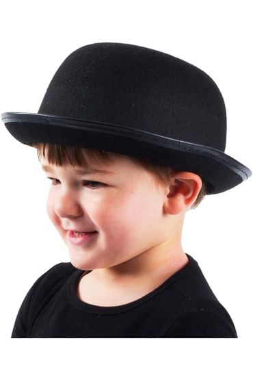 Charlie Chaplin Stil Çocuk Şapkası – Siyah Melon Parti Şapkası