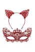 Lüks Kırmızı Dantel Taçlı Maske Seti 2 No - Parti, Balo, Kostüm Aksesuarı