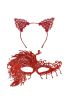 Alevin Zarafeti Kırmızı Dantel Maske ve Taç Seti 4 No – Kadın Kostüm Tamamlayıcı
