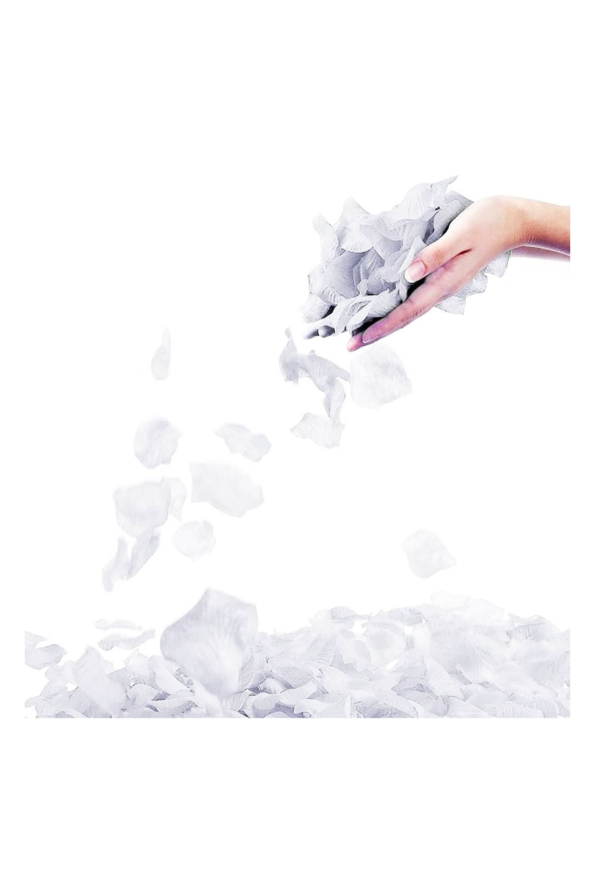 Beyaz Renk Gül Yaprağı Şekilli Konfeti 5 Paket 500 Adet