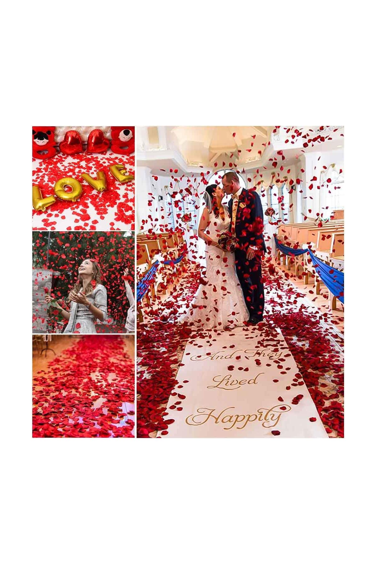 Kırmızı Renk Gül Yaprağı Şekilli Konfeti – 1 Paket 100 Adet