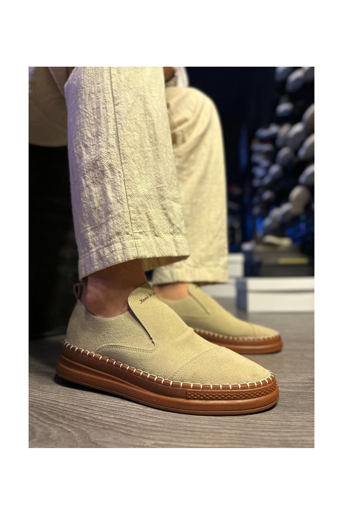 Bağcıksız Mevsimlik Süet Ayakkabı  Vizon