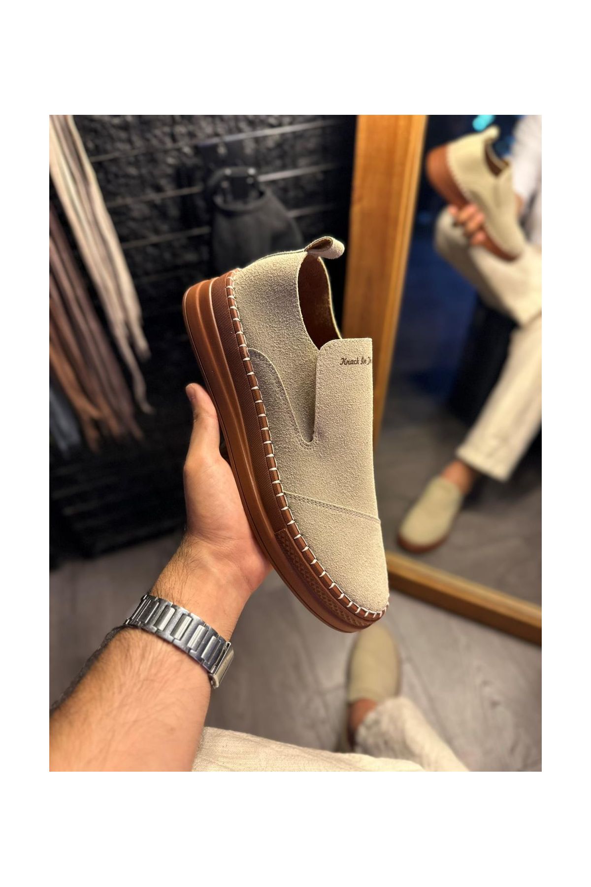 Bağcıksız Mevsimlik Süet Ayakkabı  Vizon