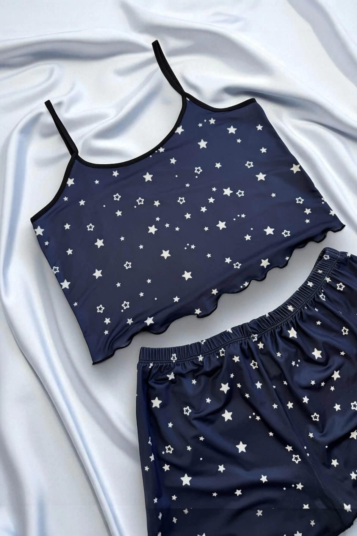 Yıldız Desenli  Şortlu Pijama