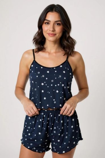 Yıldız Desenli  Şortlu Pijama