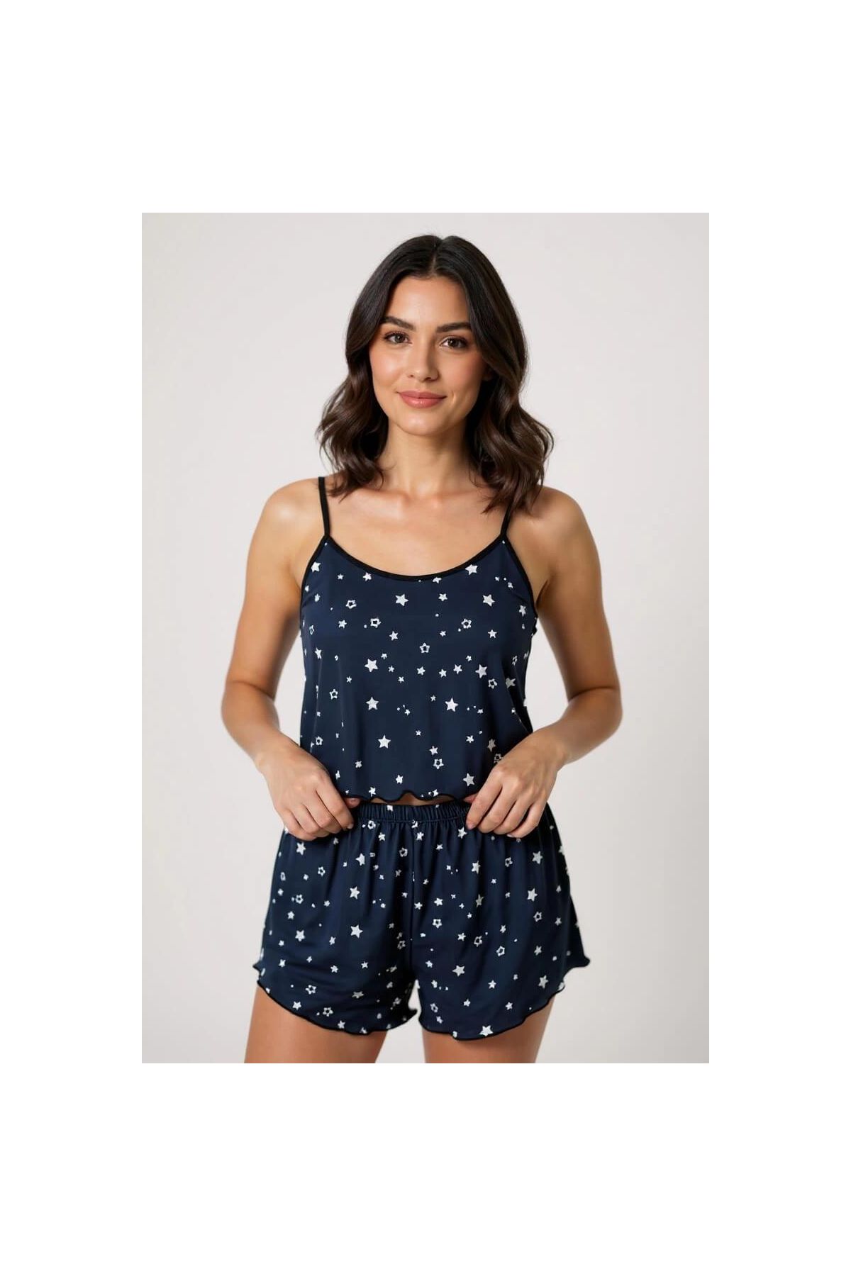 Yıldız Desenli  Şortlu Pijama