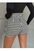 Kapaklı kaşe şort etek siyah beyaz kazayağı h261218