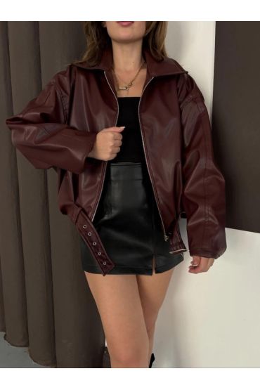 Astarlı kemerli pb deri ceket bordo onst