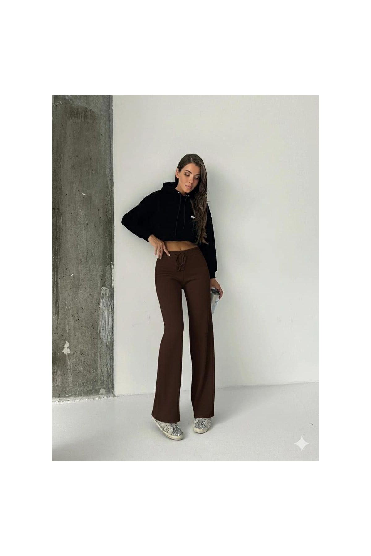 Fit comfort bej salaş pantolon kahve