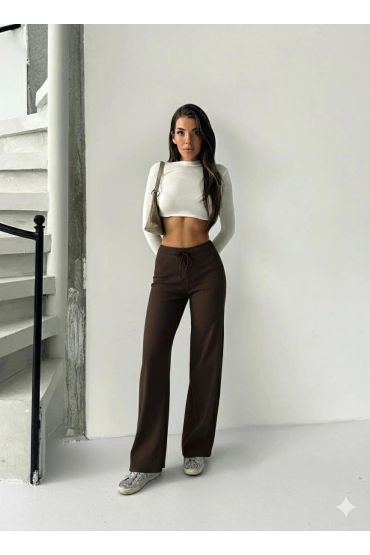 Fit comfort bej salaş pantolon kahve