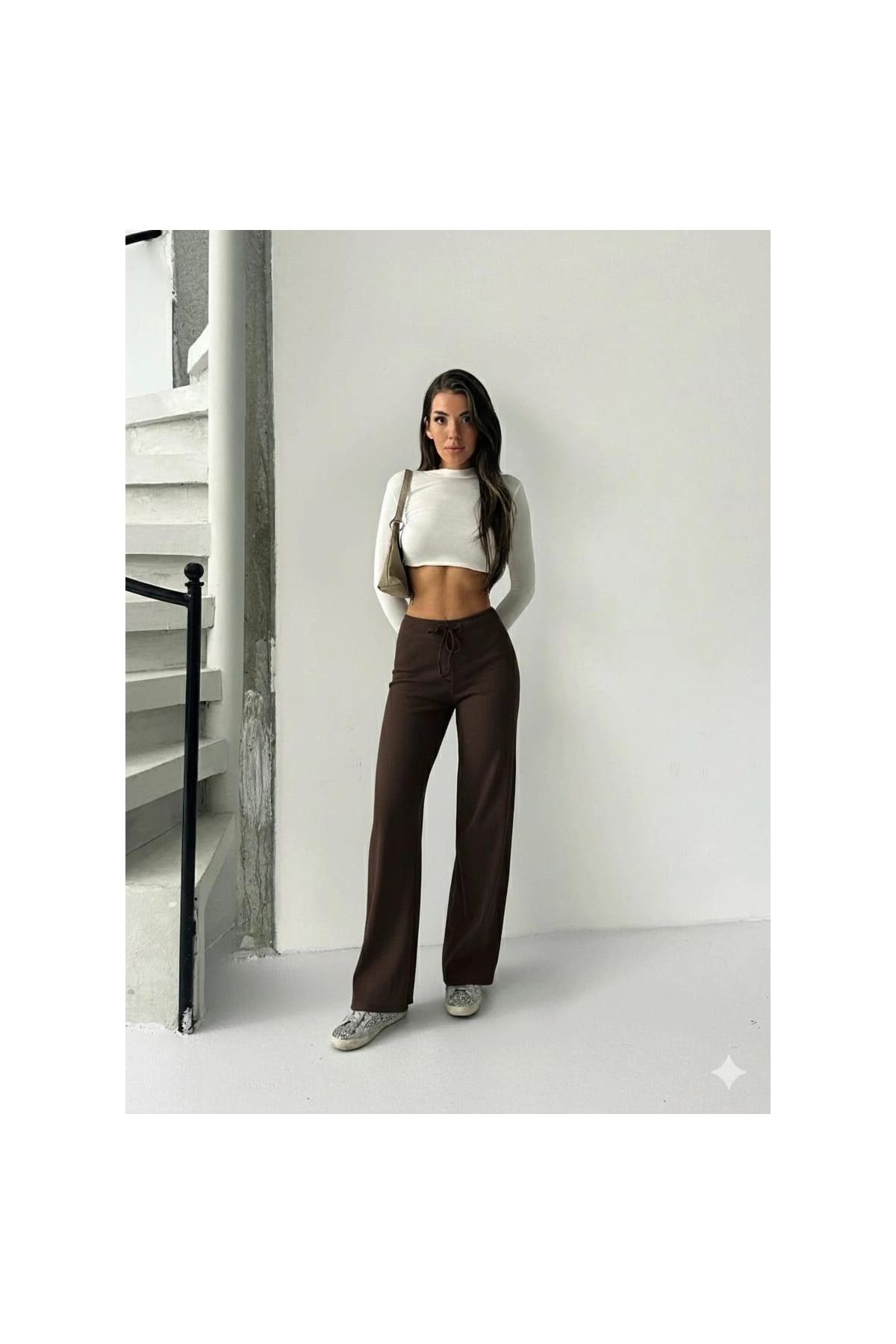 Fit comfort bej salaş pantolon kahve