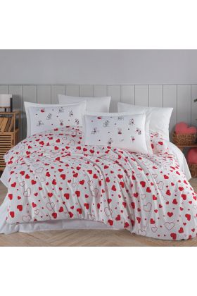 Tek Kişilik Poplin Nevresim Takımı Venüs Kırmızı