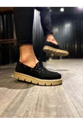 Yüksek Taban Klasik Ayakkabı  Siyah Süet