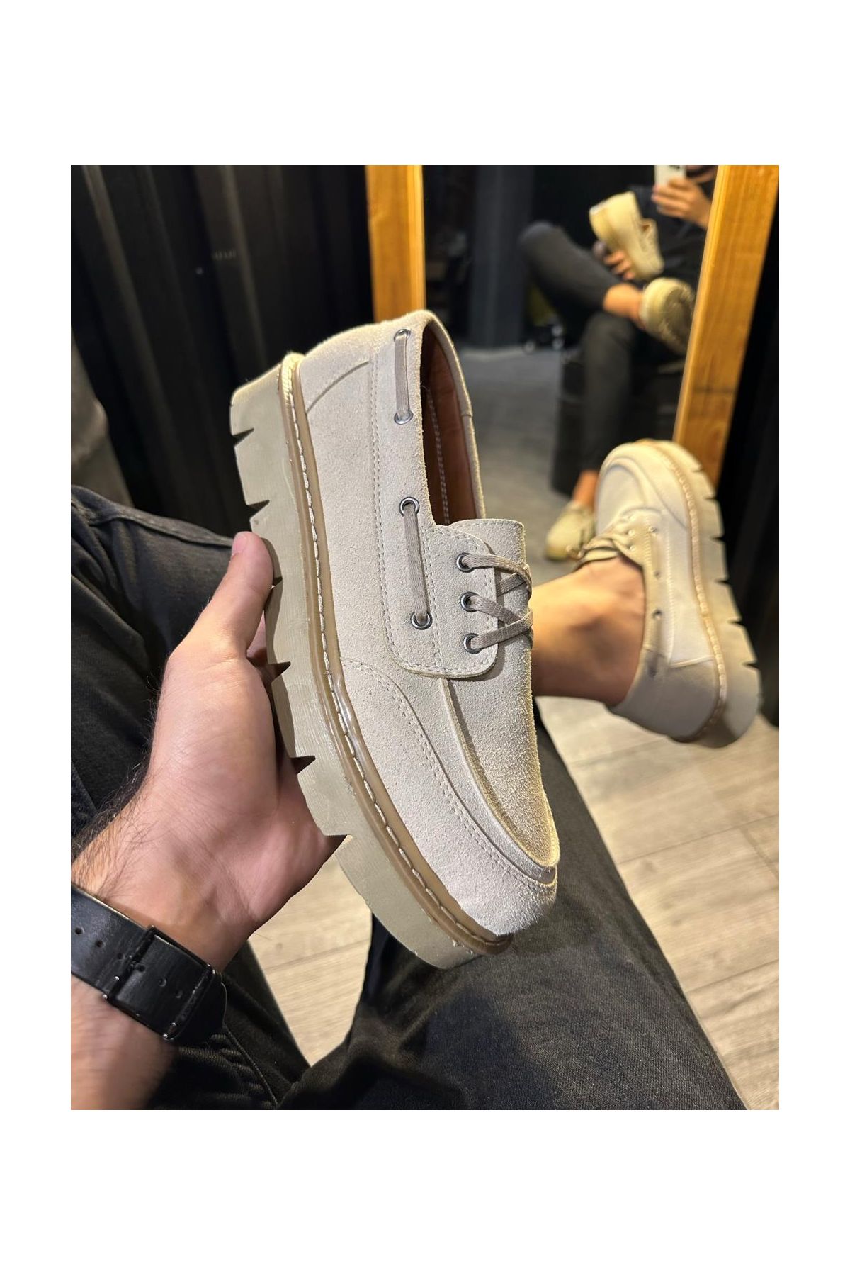 Yüksek Taban Klasik Ayakkabı  Vizon Süet