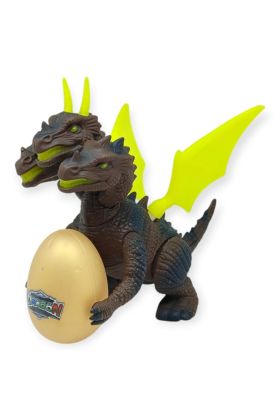 3 Başlı Mitolojik Ejderha - Pilli Yerde Gezen Sesli Figür