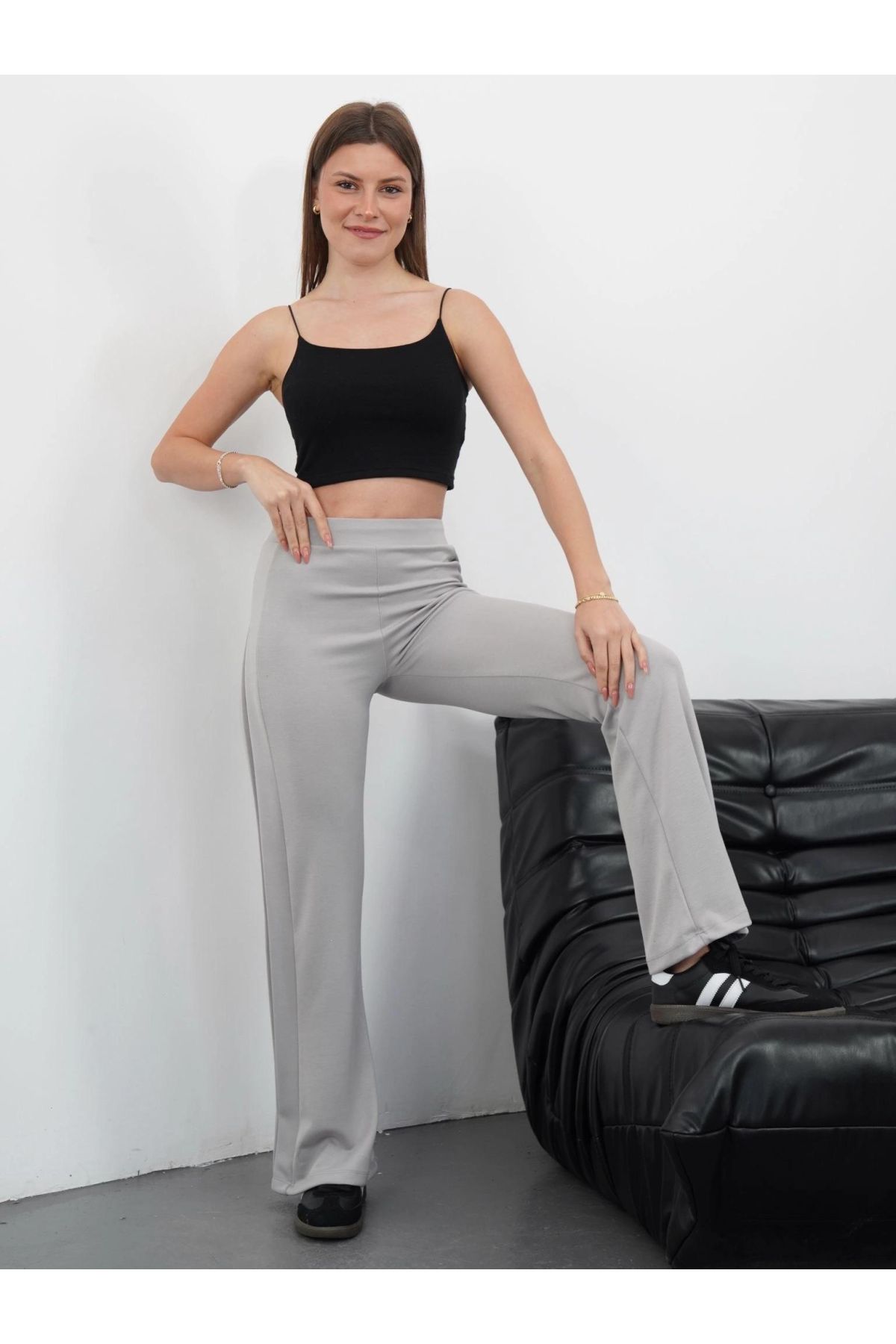 Yandan katlamalı pantolon Gri