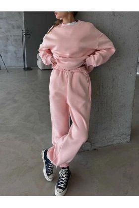 3 iplik şardonlu Lastik paça eşofman pembe p510439