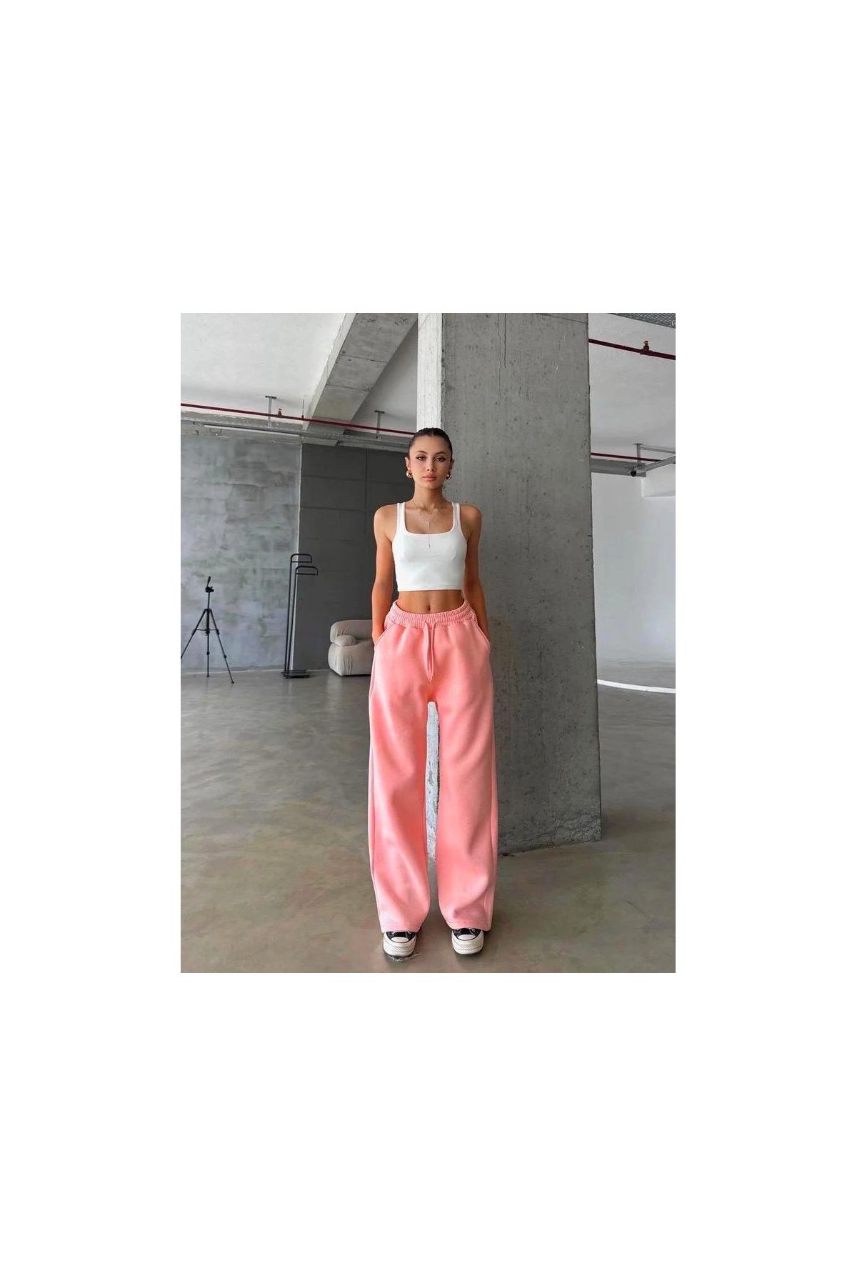 3 iplik şardonlu oversize eşofman somon