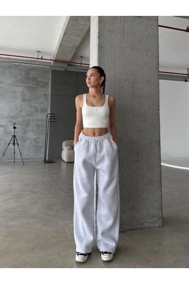 3 iplik şardonlu oversize eşofman gri