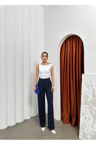 Cırtlı pantolon krep lacivert pt