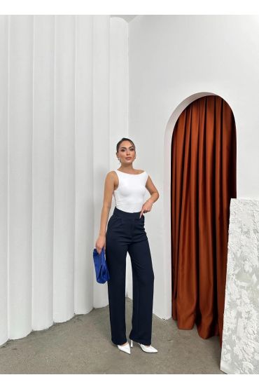 Cırtlı pantolon krep lacivert pt