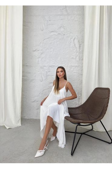 Aerobin uzun elbise beyaz pt