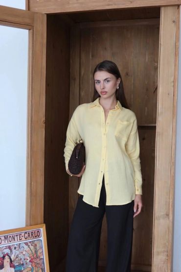 Tek cepli müslin gömlek sarı