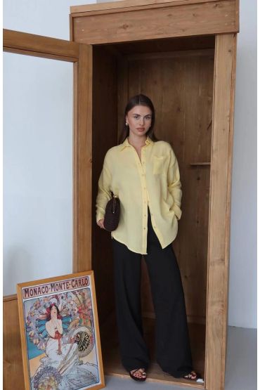 Tek cepli müslin gömlek sarı