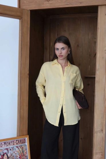 Tek cepli müslin gömlek sarı