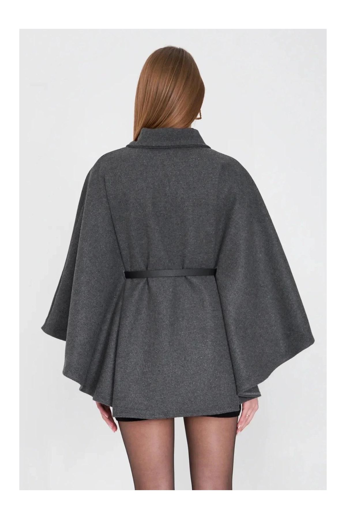 Kemerli kaşe panço antrasit pt