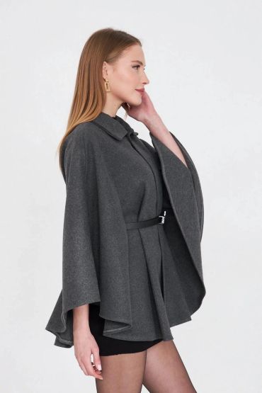 Kemerli kaşe panço antrasit pt