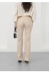 İspanyol yırtmaçlı paça deri pantolon bej hn