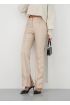 İspanyol yırtmaçlı paça deri pantolon bej hn