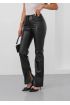 İspanyol yırtmaçlı paça deri pantolon siyah hn