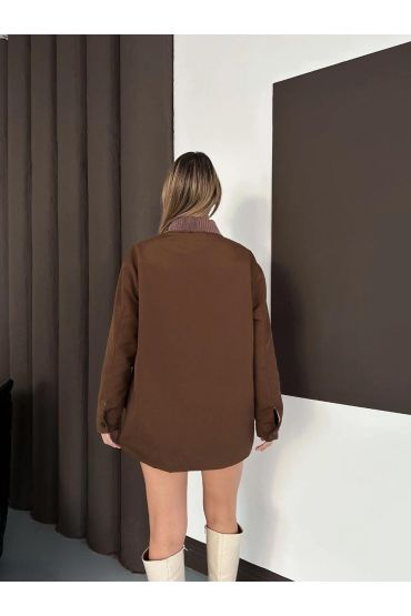 Astarlı yaka detaylı artos ceket kahve st2651019