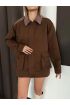 Astarlı yaka detaylı artos ceket kahve st2651019