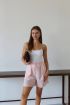 Müslin kumaş şort bağcıklı pembe pt