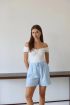 Müslin kumaş şort bağcıklı mavi pt