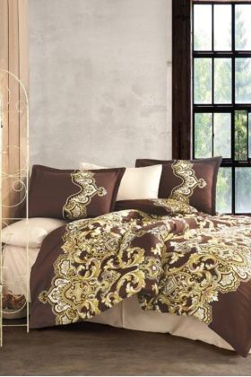 Tek Kişilik Saten Nevresim Takımı Artesa V1 Kahve