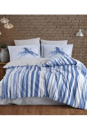 Tek Kişilik Poplin Nevresim Takımı Cascade Mavi
