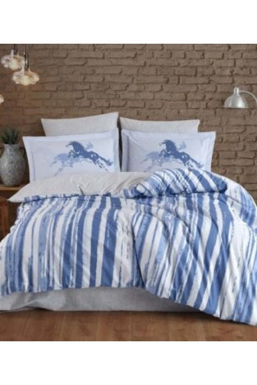 Tek Kişilik Poplin Nevresim Takımı Cascade Mavi