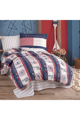 Tek Kişilik Poplin Nevresim Takımı Marin Lacivert