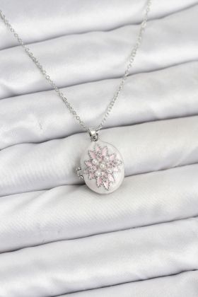 316L Çelik Gümüş Renk Pembe Lotus Model Kadın Küpe - TJ-BKO10812