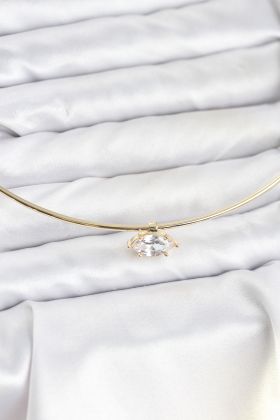 Pirinç Gold Renk Choker Model Zirkon Taşlı Kadın Kolye - TJ-BKO10817