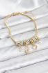 Pirinç Gold Renk Kutup Yıldızı ve Kalp Charmlı Kadın Bileklik - TJ-BB8181