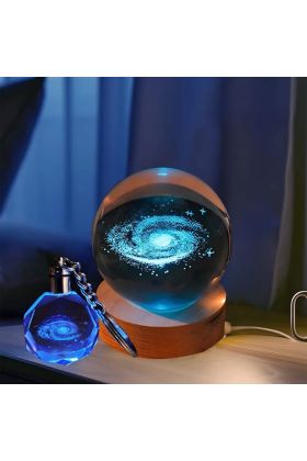 Toz Bulutu Tasarımlı Renk Değiştiren Usb li Cam Küre Ve Işıklı Anahtarlık