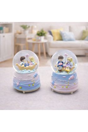 Orta Boy Müzikli Işıklı Romantik Sevgililer Kar Küresi